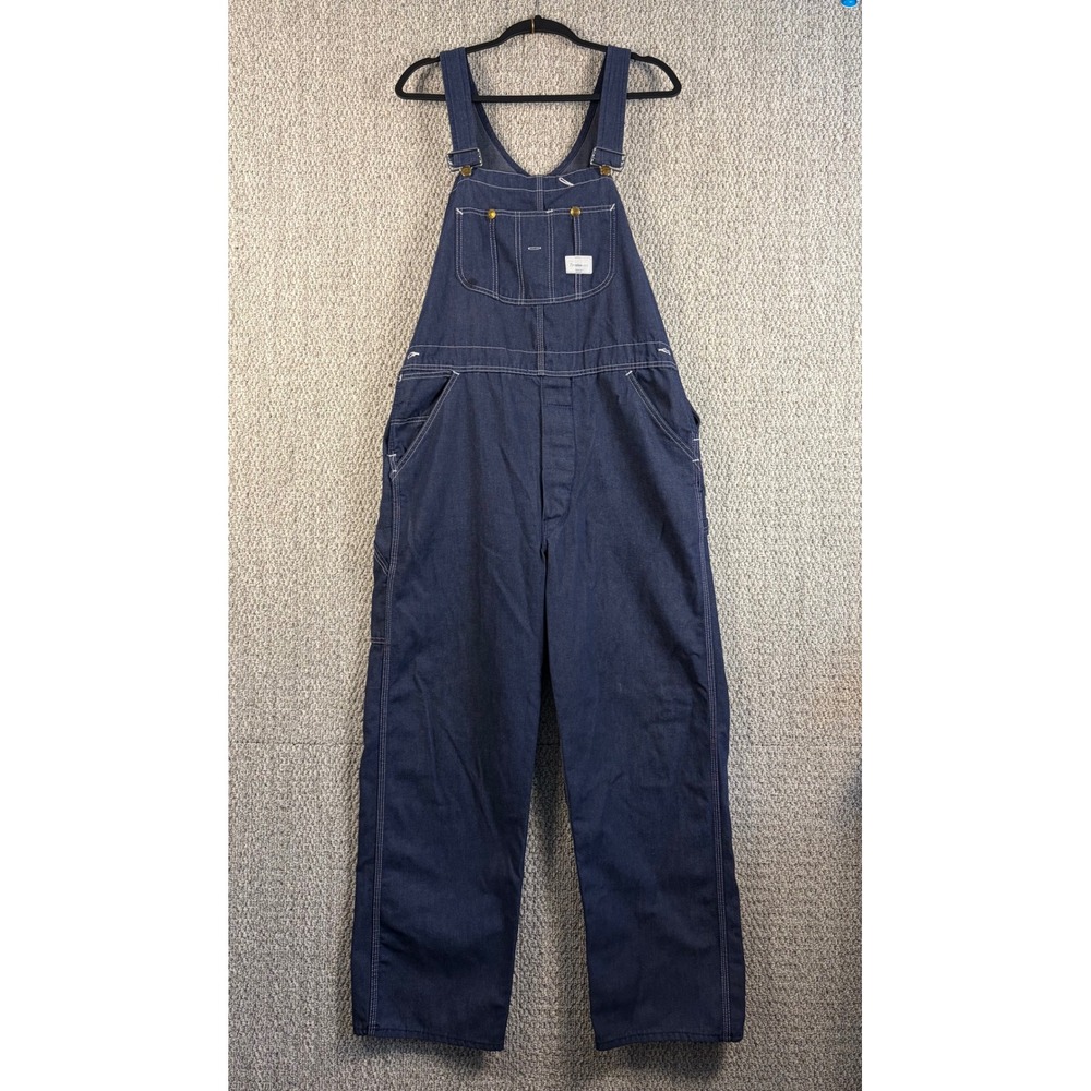 Vintage Sears Perma-Prest Tradewear Blue Denim Overalls Mens 38x32 Union Made